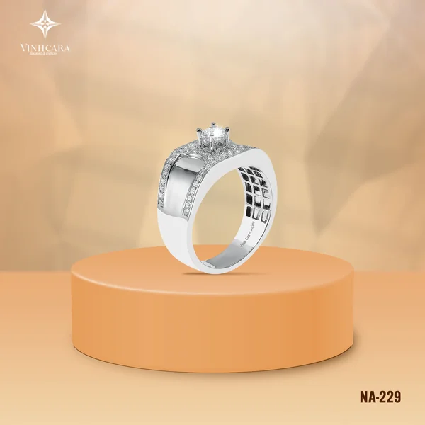 Vỏ nhẫn nam kim cương vàng trắng 18k pnj 00ddw002046 | pnj.com.vn